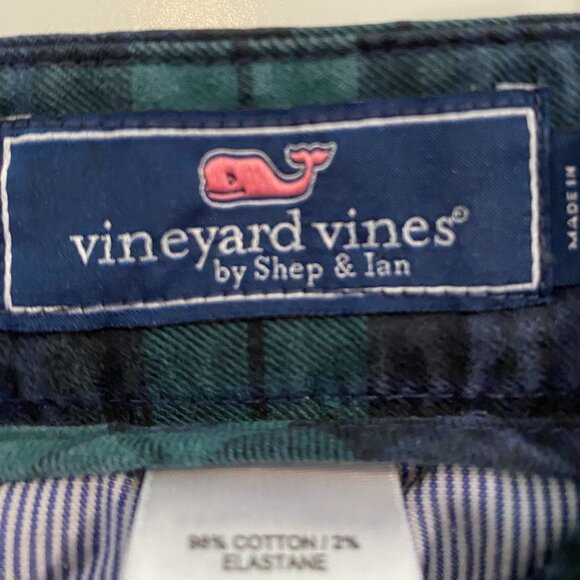 Vineyard Vines Breaker Pants Chinos Tartan Plaid Green Blue Mens - Picture 8 of 10